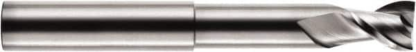 RobbJack - 1/2", 1/2" LOC, 1/2" Shank Diam, 5" OAL, 2 Flute, Solid Carbide Square End Mill - Single End, Uncoated, Spiral Flute, 40° Helix, Centercutting, Right Hand Cut, Right Hand Flute - Makers Industrial Supply