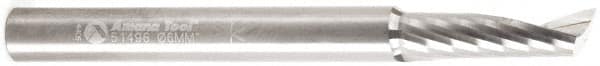 Amana Tool - 6mm Cutting Diam x 0.787" Length of Cut, 1 Flute, Upcut Spiral Router Bit - Uncoated, Right Hand Cut, Solid Carbide, 2-33/64" OAL x 1/8" Shank Diam, 20° Helix Angle - Makers Industrial Supply