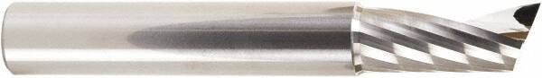 Amana Tool - 1/2" Cutting Diam x 1-1/8" Length of Cut, 1 Flute, Upcut Spiral Router Bit - Uncoated, Right Hand Cut, Solid Carbide, 3-1/2" OAL x 1/2" Shank Diam, 20° Helix Angle - Makers Industrial Supply