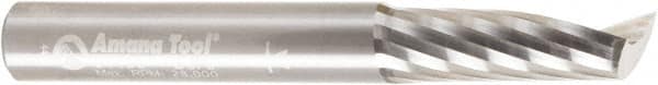 Amana Tool - 3/8" Cutting Diam x 1-1/8" Length of Cut, 1 Flute, Upcut Spiral Router Bit - Uncoated, Right Hand Cut, Solid Carbide, 3" OAL x 3/8" Shank Diam, 20° Helix Angle - Makers Industrial Supply