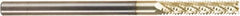 Amana Tool - 1/4" Cutting Diam x 1-1/4" Length of Cut, 6 Flute, Compression Spiral Router Bit - Zirconium Coated, Right Hand Cut, Solid Carbide, 4" OAL x 1/4" Shank Diam, Assorted Router Styles, 20° Helix Angle - Makers Industrial Supply