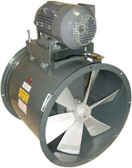 Americraft - 1 hp 24" TEFC Wet Location Belt Drive Tube Axial Duct Fan - 7,425 CFM at 0 Static Pressure, 1,725 RPM, Single Phase - Makers Industrial Supply