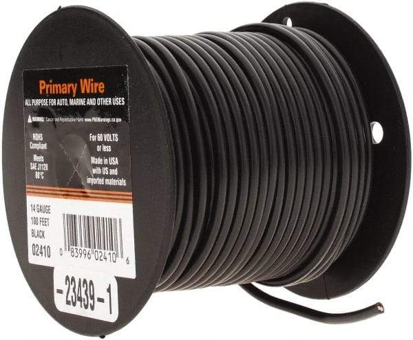 EastPenn - 14 AWG Automotive Plastic Insulated, Single Conductor Wire - 100' Long, Black - Makers Industrial Supply