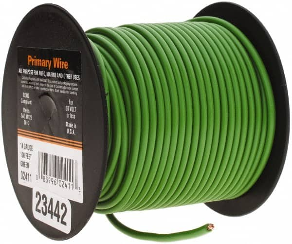 EastPenn - 14 AWG Automotive Plastic Insulated, Single Conductor Wire - 100' Long, Green - Makers Industrial Supply