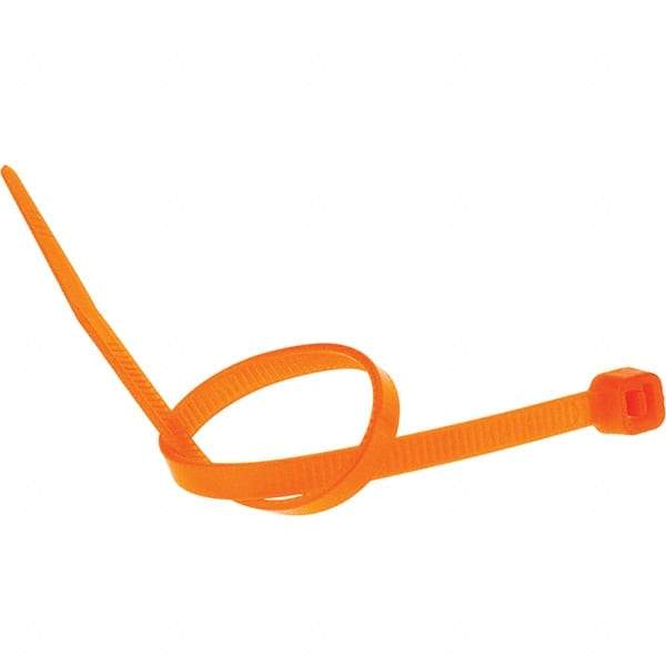 Value Collection - 8" Long Orange Nylon Standard Cable Tie - 50 Lb Tensile Strength, 54mm Max Bundle Diam - Makers Industrial Supply