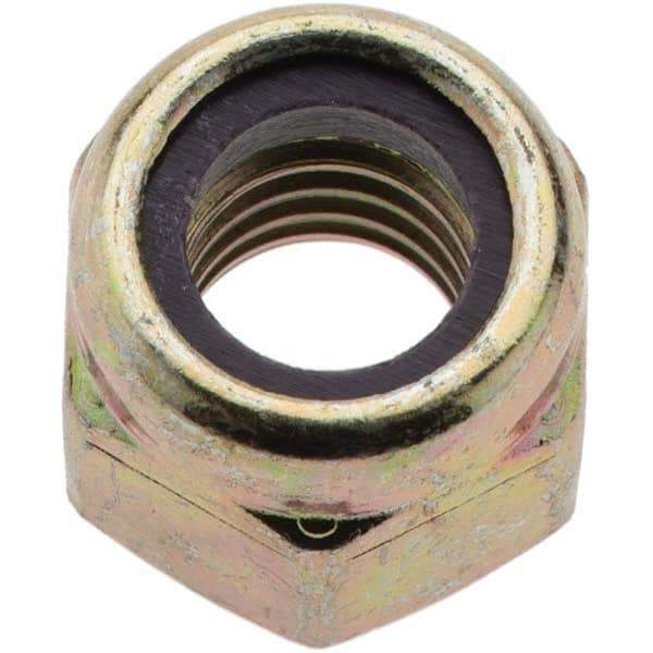 Value Collection - 3/8-16 UNC Grade 8 Hex Lock Nut with Nylon Insert - 9/16" Width Across Flats, 29/64" High, Zinc Yellow Dichromate Finish - Makers Industrial Supply