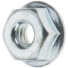 Value Collection - #10-24, 1/2" Flange Diam, Serrated Flange Nut - Grade Grade 2 Steel, Zinc-Plated Finish, 7/32" Flange Height - Makers Industrial Supply