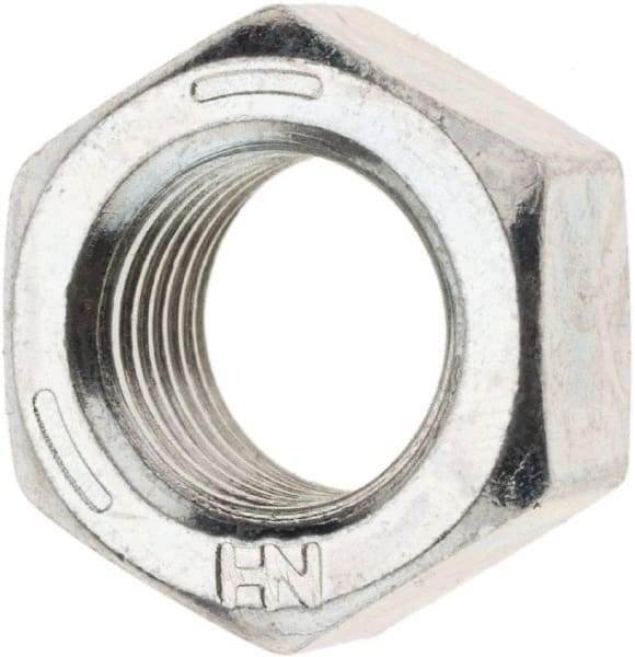 Value Collection - 3/8-24 UN Steel Right Hand Hex Nut - 9/16" Across Flats, 21/64" High, Zinc Clear Finish - Makers Industrial Supply