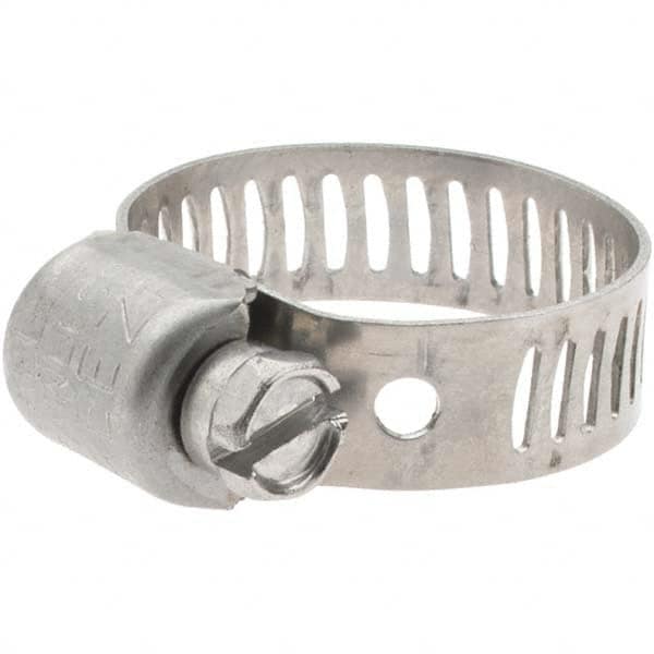 Made in USA - SAE Size 6, 7/16 to 25/32" Diam, Stainless Steel Miniature Worm Drive Clamp - 5/16" Wide - Makers Industrial Supply