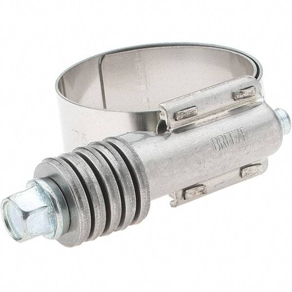 Made in USA - 1 to 1-3/4" Diam, Stainless Steel Auto-Adjustable Worm Drive Clamp - 5/6" Wide - Makers Industrial Supply