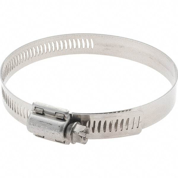 Made in USA - SAE Size 56, 3-1/16 to 4" Diam, Stainless Steel Worm Drive Clamp - Makers Industrial Supply