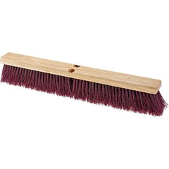 Value Collection - 24" Combo Duty Polypropylene Push Broom - 3" Bristle Length, Wood Block, Threaded Handle Connection, Handle Sold Separately - Makers Industrial Supply