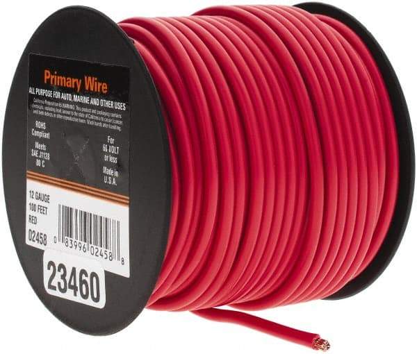 EastPenn - 12 AWG Automotive Plastic Insulated, Single Conductor Wire - 100' Long, Red - Makers Industrial Supply