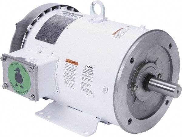 Leeson - 5 Max hp, 1,800 Max RPM, Premium Efficient Electric AC DC Motor - 230/460 V Input, Three Phase, 184TC Frame, C-Face with Base Mount, TEFC Enclosure - Makers Industrial Supply