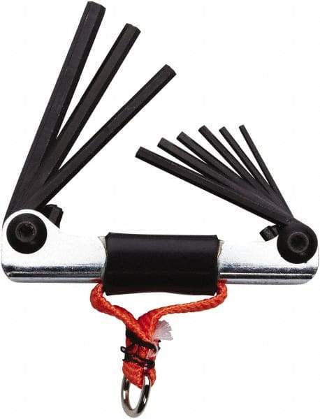 Proto - 9 Piece Fold-Up Tethered Hex Key Set - Hex Range 5/64 to 1/4", Steel - Makers Industrial Supply