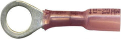 Made in USA - 20-18 AWG Partially Insulated Crimp & Solder Connection Circular Ring Terminal - 3/8" Stud, Copper Contact - Makers Industrial Supply