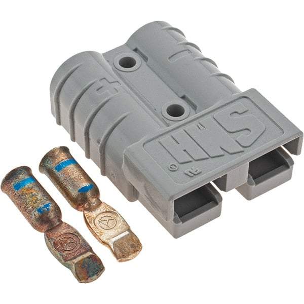 Made in USA - 6 AWG, 600 V, 50 A, Silver-Plated Copper Battery Connector - Gray - Makers Industrial Supply