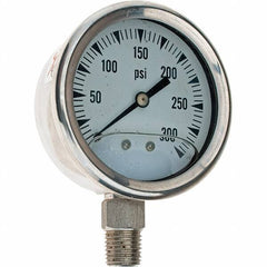 Value Collection - 2-1/2" Dial, 1/4 Thread, 0-300 Scale Range, Pressure Gauge - Makers Industrial Supply