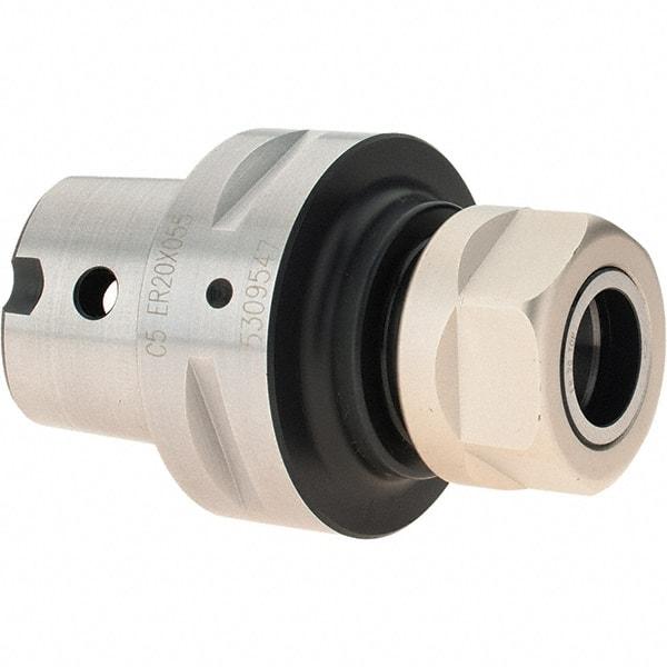 Iscar - 1mm to 13mm Capacity, 55mm Projection, Modular Connection, ER20 Collet Chuck - 0.0001" TIR, Through-Spindle - Exact Industrial Supply