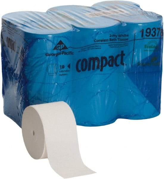 Georgia Pacific - Coreless Roll Toilet Tissue - 1,500 Sheets per Roll, 2 Ply, White, Recycled Fiber - Makers Industrial Supply