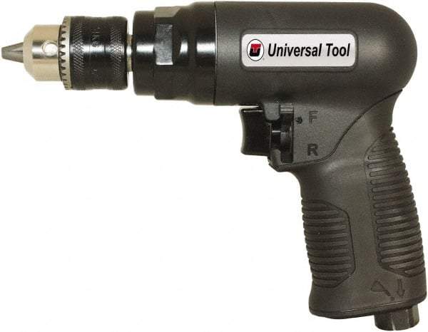 Florida Pneumatic - 3/8" Reversible Keyed Chuck - Pistol Grip Handle, 1,800 RPM, 4 CFM, 0.75 hp, 90 psi - Makers Industrial Supply