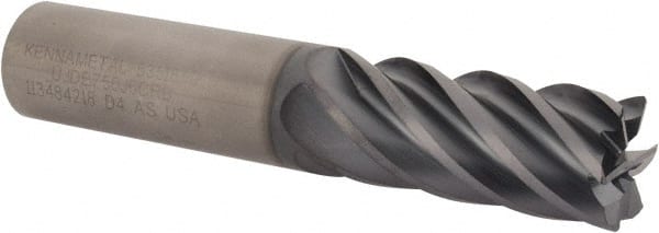 Kennametal - 3/4" Diam 6 Flute Solid Carbide 0.19" Corner Radius End Mill - Makers Industrial Supply