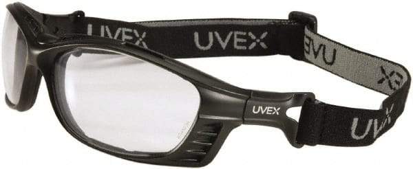 Uvex - Clear Lenses, Framed Safety Glasses - Anti-Fog, Black Polycarbonate Frame, Size Universal, Wrap Around - Makers Industrial Supply