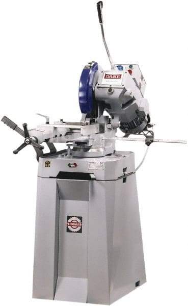 Dake - 2 Cutting Speeds, 14" Blade Diam, Cold Saw - 22 & 88 RPM Blade Speed, Floor Machine, 3 Phase, Compatible with Ferrous/Non-Ferrous Material - Makers Industrial Supply