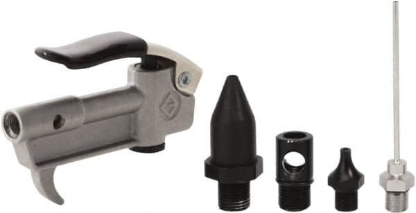 Value Collection - 5 Piece Aluminum Body Air Gun Kit - 1/4 NPT Inlet, 150 Max psi, Aluminum Hose - Makers Industrial Supply