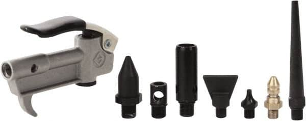 Value Collection - 8 Piece Aluminum Body Air Gun Kit - 1/4 NPT Inlet, 150 Max psi, Aluminum Hose - Makers Industrial Supply