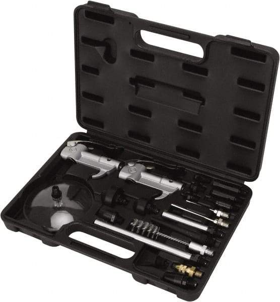 Value Collection - 21 Piece Aluminum Body Air Gun Kit - 1/4 NPT Inlet, 150 Max psi, Aluminum Hose - Makers Industrial Supply