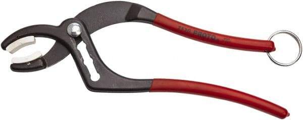 Proto - 9-1/2" OAL, 2-1/2" Max Capacity, 4 Position Tethered Tongue & Groove Pliers - Soft Curved Jaws, Plastisol Handles - Makers Industrial Supply