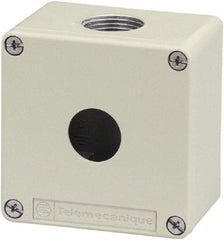 Schneider Electric - 1 Hole, 1.58 Inch Hole Diameter, Zinc Alloy Pushbutton Switch Enclosure - 3.15 Inch High x 3.15 Inch Wide x 2.03 Inch Deep, 4, 13 NEMA Rated - Makers Industrial Supply