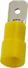 Value Collection - 12 to 10 AWG, PC, Partially Insulated, Male Wire Disconnect - 1/4" Wide Tab, Yellow, cUL Listed, RoHS Compliant, UL Listed - Makers Industrial Supply