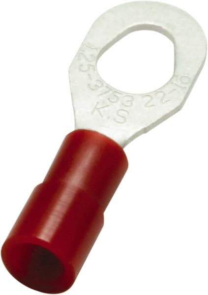 Value Collection - 22-16 AWG Partially Insulated Crimp Connection D Shaped Ring Terminal - #10, 6 & 8 Stud, 25.3mm OAL x 8.6mm Wide, Copper Contact - Makers Industrial Supply