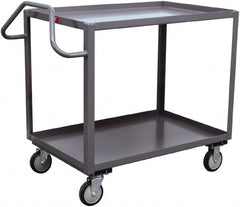 Jamco - 1,200 Lb Capacity, 18" Wide x 36" Long x 35" High Ergonomic Utility Cart - 2 Shelf, Steel, 2 Rigid/2 Swivel Casters - Makers Industrial Supply