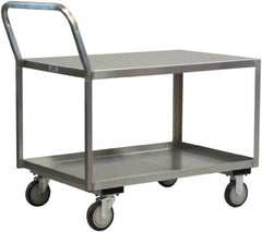 Jamco - 1,200 Lb Capacity, 24" Wide x 36" Long x 27" High Shelf Cart - 2 Shelf, Stainless Steel, 2 Rigid/2 Swivel Casters - Makers Industrial Supply