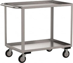 Jamco - 1,200 Lb Capacity, 18" Wide x 36" Long x 35" High Service Cart - 2 Shelf, Stainless Steel, 2 Rigid/2 Swivel Casters - Makers Industrial Supply