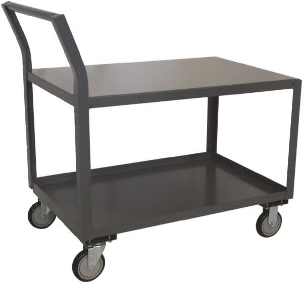 Jamco - 1,200 Lb Capacity, 18" Wide x 30" Long x 27" High Shelf Cart - 2 Shelf, Steel, 2 Rigid/2 Swivel Casters - Makers Industrial Supply