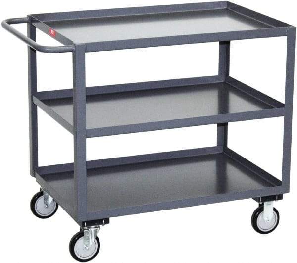 Jamco - 1,200 Lb Capacity, 18" Wide x 30" Long x 35" High Service Cart - 3 Shelf, Steel, 2 Rigid/2 Swivel Casters - Makers Industrial Supply