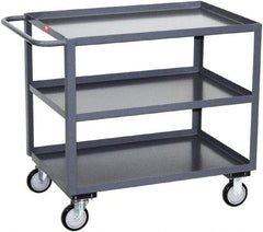 Jamco - 1,200 Lb Capacity, 30" Wide x 36" Long x 35" High Service Cart - 3 Shelf, Steel, 2 Rigid/2 Swivel Casters - Makers Industrial Supply