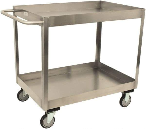 Jamco - 1,200 Lb Capacity, 18" Wide x 30" Long x 35" High Shelf Cart - 2 Shelf, Stainless Steel, 2 Rigid/2 Swivel Casters - Makers Industrial Supply