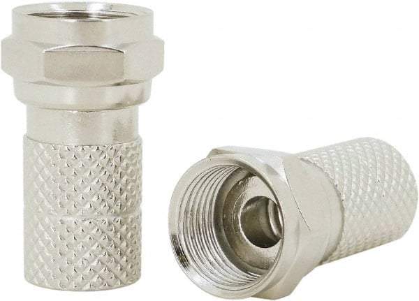 Ideal - Straight, F Type Crimp Coaxial Connector - Compatible with RG6, Brass Contact, Brass Body - Makers Industrial Supply