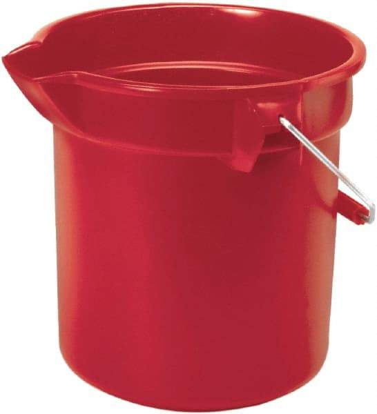 Rubbermaid - 14 Qt, 285.75mm High, High-Density Polyethylene Round Red Single Pail with Pour Spout - Handle Included, 12" Top Diam - Makers Industrial Supply