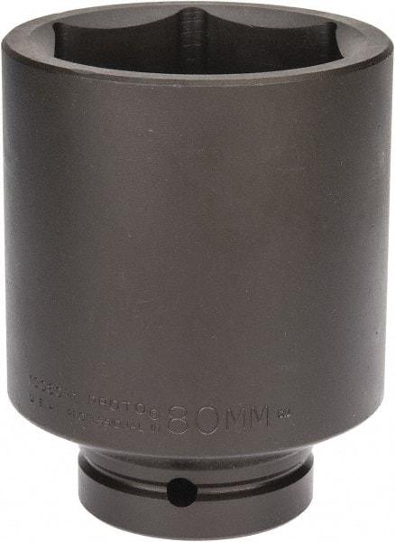 Proto - 1" Drive 80mm Deep Impact Socket - 6 Points, 5-1/2" OAL - Makers Industrial Supply