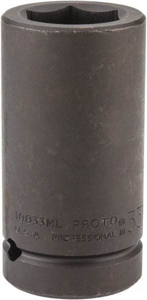 Proto - 1" Drive 33mm Deep Impact Socket - 6 Points, 4" OAL - Makers Industrial Supply