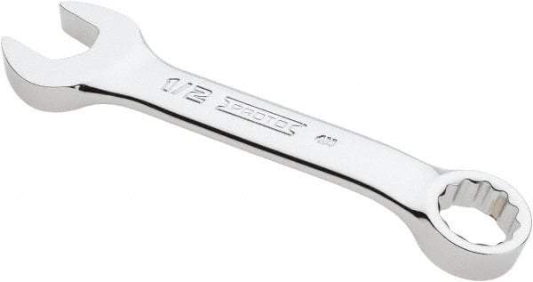 Proto - 1/2" 12 Point Offset Combination Wrench - 15° Offset Angle, 4-5/16" OAL, Steel, Chrome Finish - Makers Industrial Supply