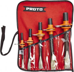 Proto - 5 Piece Tethered Cold Chisel Set - Steel, Sizes Included 5/16 to 5/8" - Makers Industrial Supply