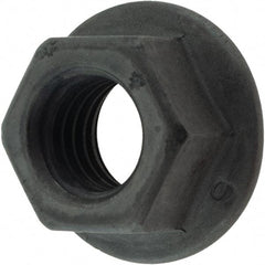 Value Collection - M10x1.50, 21mm Flange Diam, 15mm Across Flats, Flange Nut - Grade Grade 9 Steel, Black Finish - Makers Industrial Supply