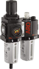 ARO/Ingersoll-Rand - 3/8" NPT Port Compact 2 Piece Filter/Regulator-Lubricator FRL Unit - Metal Bowl, 71 SCFM, 250 Max psi, 8.15" High x 4.409" Long, Manual Drain - Makers Industrial Supply